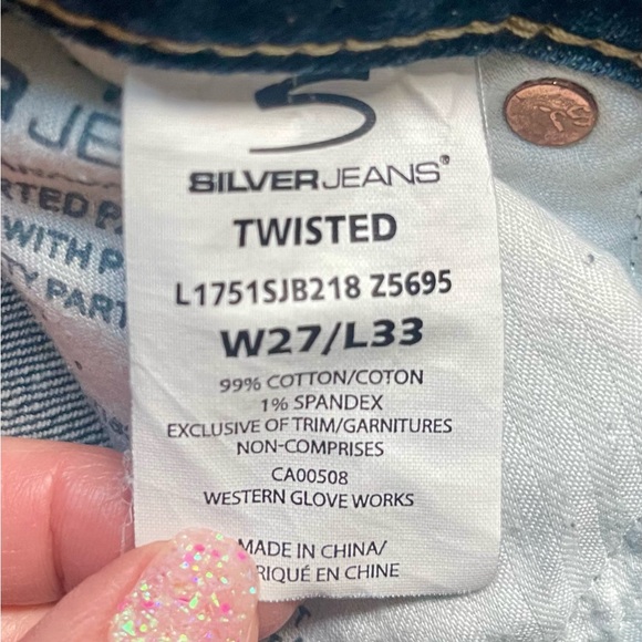 Women's Blue Jeans Silver Twisted 27/33 L - Picture 4 of 6